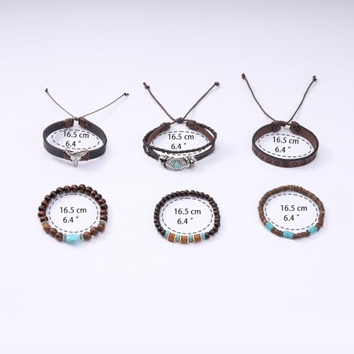 MILAKOO Mens Beaded Bracelets Tribal Wooden Elastic Adjustable Prayer Beads Wrap Cuff for Women - color: I: 5pcs