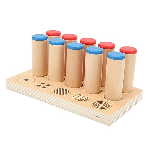 GLOGLOW Nan Kids Wooden Sound Cylinders Toy, Basswood Material, 5 Patterns for Sensory Development, Ideal for Children Ages 2 to 5 Infant Touch Sensory Training Toy