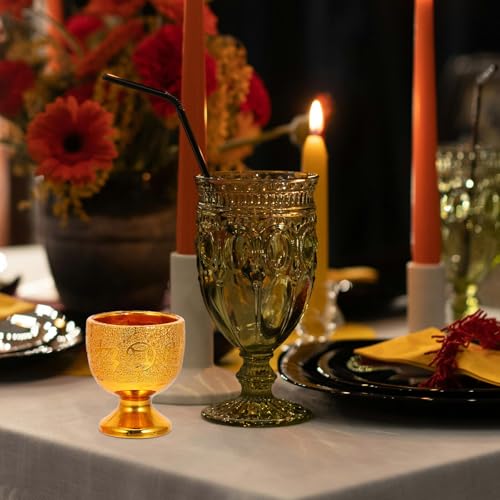 Buddhist Water Offering Cup Set Golden Mini Plastic Buddhist Chalice Cups with Base Temple Worship Mug 5pcs Blessing Goblets