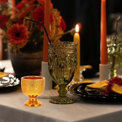 Buddhist Water Offering Cup Set Golden Mini Plastic Buddhist Chalice Cups with Base Temple Worship Mug 5pcs Blessing Goblets