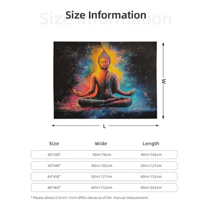 Fleece Blanket,Zen Meditation,Ultra-Soft Flannel Throw Featuring Seated Buddhist Monk,Lightweight and Warm,Peaceful Design for Yoga,Mindfulness,Gifts for Family and Friends 30X40 inch