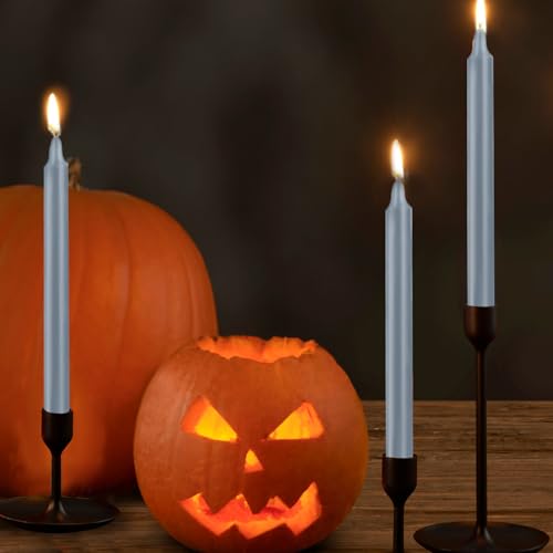 24 Pack Silver Spell Chime Candles – Premium Mini Unscented Taper Candles for Rituals, Prayer, Meditation, Altar, Spells – 4" Tall – Ideal for Witches & Spiritual Practices - color: Silver
