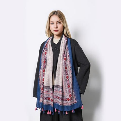 Scarf for Women Lightweight Soft Floral Leopard Printed Scarves Fall Winter Fashion Shawl Wrap with Fringe