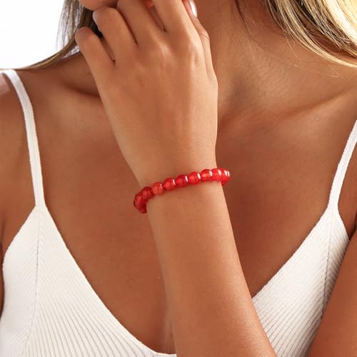 Crystal Healing Bracelet for Women, 8mm Gemstone Beaded Stretch Bracelet Natural Stone Stress Relief Beads Jewelry Birthday Christmas Gifts for Her Friends Daughter