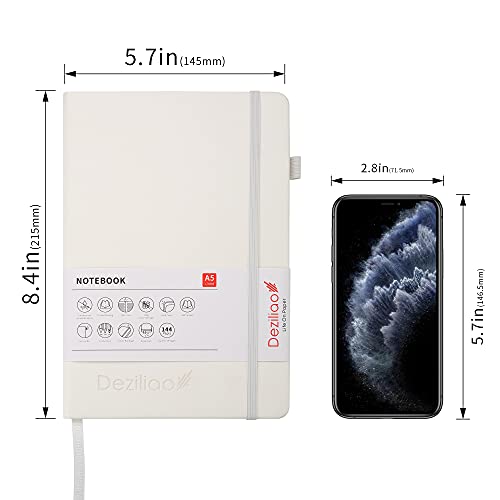 Lined Journal Notebooks with Pen Loop, Hardcover Notebook Journal for Work, 100Gsm Premium Thick Paper with Inner Pocket, Medium 5.7"x8.4", （White, Ruled） - color: White