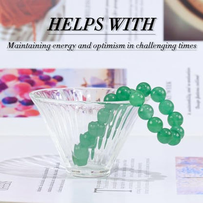 Natural Gemstones Bracelet 8mm Chakra Round Beads Energy Power Crystal Reiki Healing Elastic Stretch 7 Inch for Women Men Unisex - color: Green Aventurine