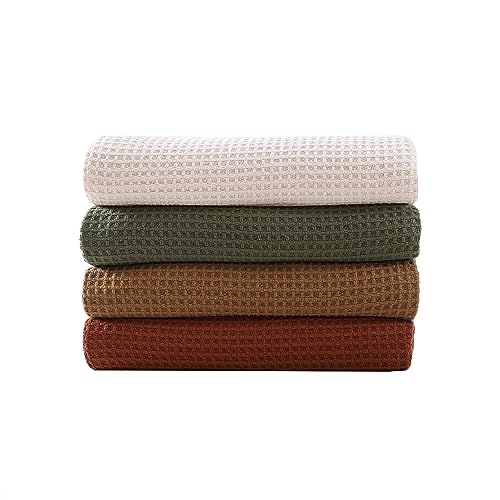 Eddie Bauer - Twin Size Blanket, 100% Soft Cotton Bedding with Waffle Weave Texture, 400 GSM, Throw Blanket for Couch or Bed (White)
