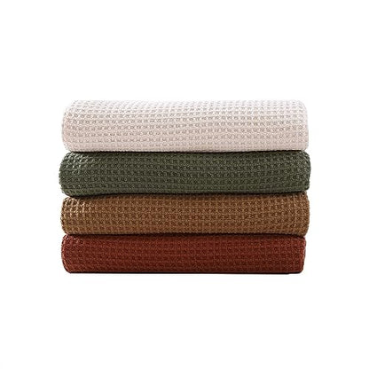 Eddie Bauer - Twin Size Blanket, 100% Soft Cotton Bedding with Waffle Weave Texture, 400 GSM, Throw Blanket for Couch or Bed (White)