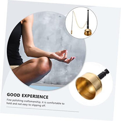 Buddhism Copper Yin Qing Chime for Meditation Sound Percussion Instrument with Wooden Handle for Temple Rituals and Mindfulness Practices