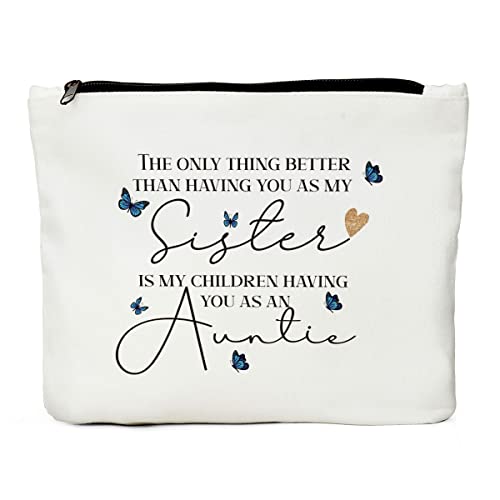 New Aunt Gifts for Sisters, Pregnancy Announcements for Aunt, Sister, Friends, Besties, New Auntie Announcement, Thanksgiving Christmas Birthday Baby Shower Baby Reveal Gifts for Aunt Makeup Bag - color: multi345