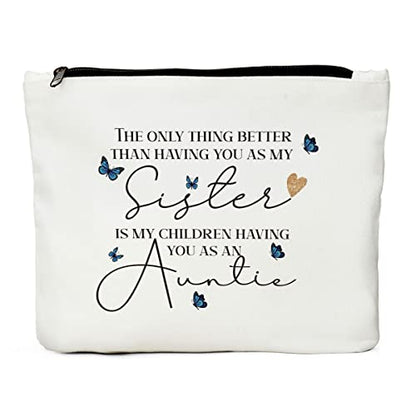 New Aunt Gifts for Sisters, Pregnancy Announcements for Aunt, Sister, Friends, Besties, New Auntie Announcement, Thanksgiving Christmas Birthday Baby Shower Baby Reveal Gifts for Aunt Makeup Bag - color: multi345