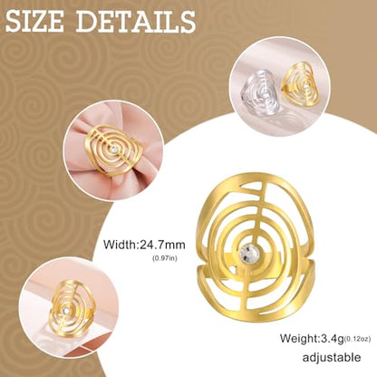 Dreamtimes Cho Ku Rei Reiki Ring Protection Healing Symbol Yoga Rings For Women Sacred Geometry Stainless Steel Energy Yoga Power Ring Sacred Geometry Amulet - color: Gold
