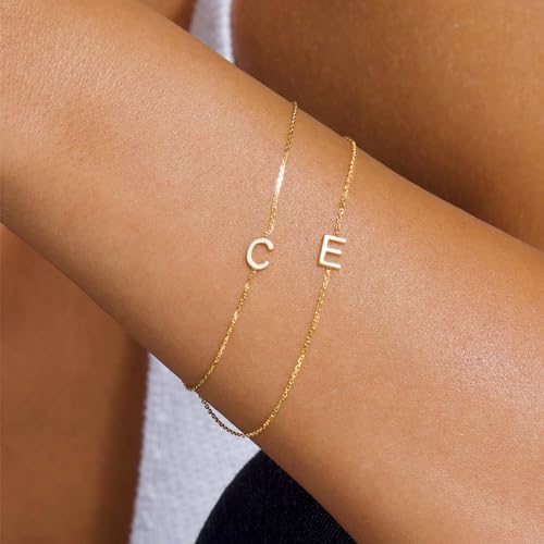 Turandoss Gold Initial Bracelets for Women Girls Jewelry Gifts Trendy - Dainty 18k Gold Plated Letter Initial Bracelet Tiny Letter A-Z Bracelets Personalized Bracelets Gifts for Women Girls Gifts - color: 18K-Gold-Plated, style: K