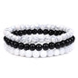 2Pcs Matte Lava Rock Volcanic Stone Beads Stretch Bracelet Stacking Frosted Gemstone Turquoise Seed Bracelet for Men Women Couple Stress Relief Aromatherapy Jewelry Gift - color: J white