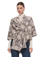 PULI Women's Elegant Shawl Wraps Soft Open Front Poncho Sweater for Spring Fall Winter - color: Floral-oatmeal and Barley Twist