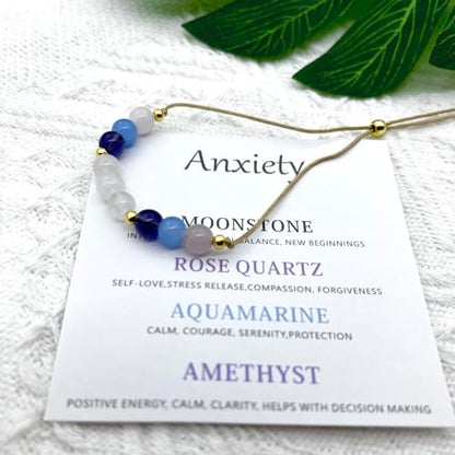 Healing Crystal Bracelet for Women/Men Crystal Bracelets Spiritual Natural Healing Crystal Stones Bracelet Empath Protection Crystal Bracelet Healing Crystal Jewelry - color: Anxiety
