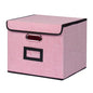 Large Square Storage Bin with Lid, Foldable Organizer Box with Handles & Label Design, for Office, Closet, Home, Documents, Pink, 12.20 x 10.63 x 10.63 Inches, 1 Pack - color: Pink, style: Square - 1 Pack