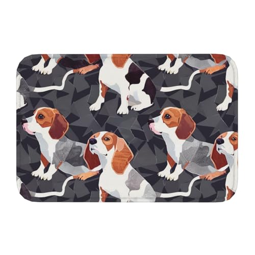 Beagle Patterns Printed Flannel Non - Slip Floor Mat 16x24in - Soft Plush Microfiber Rug for Every Indoor Space - color: Beagle Patterns