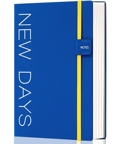 CAGIE Lined Journal for Women Men, 300 Pages College Ruled Journal Notebook for Writing, A5 Hardcover Journal Notebook for Work, 100GSM Thick Vegan Leather Diary, Blue