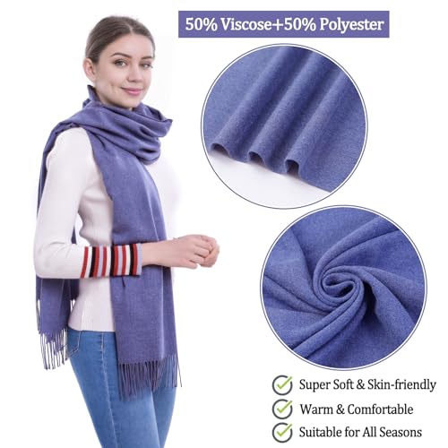 Pashmina Scarf and Shawl - Soft Women Pashminas Wrap for Wedding Evening Party dresses - color: Q#. Denim Blue