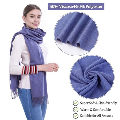 Pashmina Scarf and Shawl - Soft Women Pashminas Wrap for Wedding Evening Party dresses - color: Q#. Denim Blue