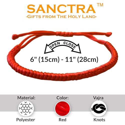 Red String Bracelet, Protection, Luck and Love, Handmade in the Holy Land, Hindu, Buddhist and East Asian Faith Symbol, Evil Eye Strand for Men and Women, Spiritual and Adjustable Bracelet, with CoA - style: Red String Bracelet - Vajra Knots