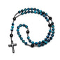 LIYAPEI Triple Protection Necklace with Tiger Eye, Obsidian, and Hematite - Stylish Men's Cross Necklace and Women's Y-Shaped Sweater Chain An Anxiety Relief Beaded Necklace. - color: Tiger Eye Blue