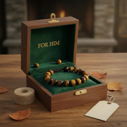Adjustable 8mm Natural Tiger Eye Stone Bracelet For Womenhand Woven Rope Beaded Bangle Polishing Gemstone Healing Jewelry Birthday Gift - color: Tiger Eye