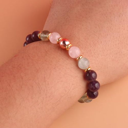 KSQS Healing Stone Bead Bracelet for Women, Natural Gemstones Balance Protection Bracelet, Spiritual Crystal Beads Bracelet Anxiety Relief with Meaning Card - style: Calm