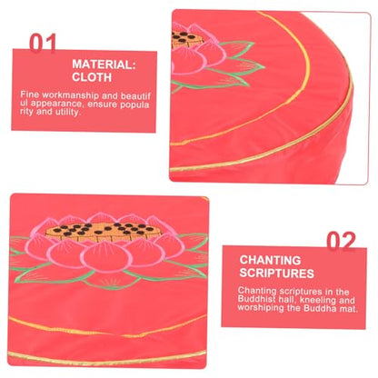Happyyami Lotus Printing Meditation Seat Mat Yoga Cushion for Meditation and Worship - color: Red