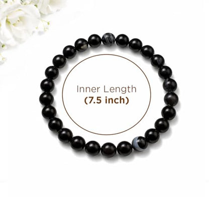 Sulemani Hakik Bead Bracelet For Men & Women Certified Round beaded Gemstone Adjustable Healing Bracelets for Negative Energy & Black Magic Protection