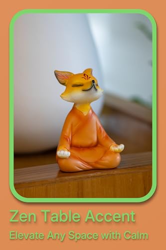Zen Fox Figurine, Meditating Fox Buddha Statue for Home Decor, Living Room, Yoga & Meditation Accent, Shelf, Table, Desk Decor, Outdoor Garden Decor, Gifts for Women