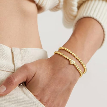 M MOOHAM Gold Initial Bracelets for Women Girls - 14K Gold Plated Bracelet for Women Trendy Letter A-Z Bracelets Dainty Heart Bracelet, Personalized Jewelry Gifts - color: G