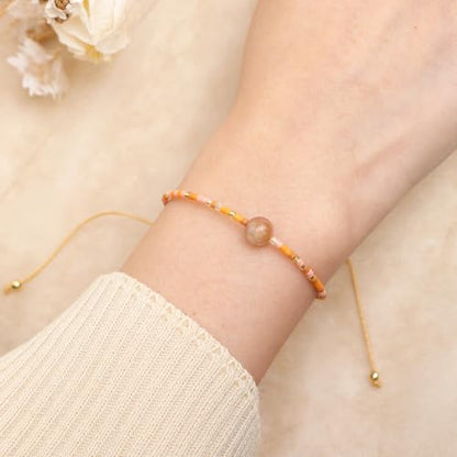 Healing Stone Colorful Beaded Bracelets for Women, Boho Adjustable Handmade Natural Stones Small Beads Friendship Outfit Accessories Jewelry Gift. - color: 0801K