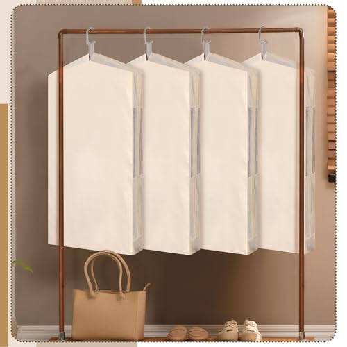 Aliceset 3 Pack Pure Cotton Garment Storage Bag for Hanging Clothes 24 x 40 Inch Breathable Garment Cover Canvas Suit Bags for Closet Storage Short Dresses Suits Gowns - size: 24 x 40 Inch