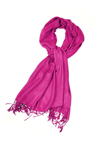 Sakkas Large Soft Silky Pashmina Shawl Wrap Scarf in Solid Colors - color: Fuchsia