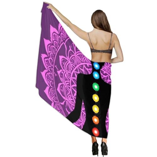 Women's Lightweight Long Scarf Thin Scarf Beach Headscarf Wimwear Bikini Wrap - color: Color639