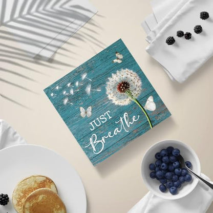 Just Breathe Matters Wooden Sign Desk Decor, Funny Dandelion Wood Box Sign Décor for Home Office Farmhouse Bedroom, Yoga Spa Room Decor, Inspirational Gifts for Women Coworker Friend - style: Art Deco