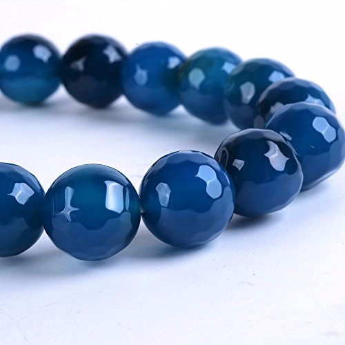 Justinstones Gemstone Crystals Chakra Beads Bracelet Crystal Healing 10mm Round Stretchable Bracelet for Her Gift - color: Faceted Blue Agate