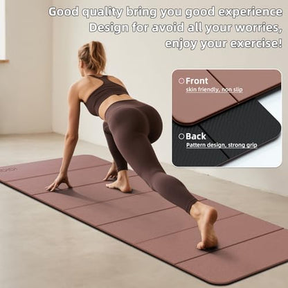Foldable Yoga Mat Extra Thick 0.32 Inches（8mm） - SGS Certified POE Material Exercise Mat, Non-Slip Design Fitness Mats, Multi-Purpose Workout Mats for Studio or Home Use - color: Deep Pink