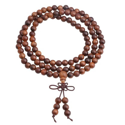 Nupuyai Natural Wood Wrap Bracelet for Women and Men, 108 Prayer Mala Beads Tibetan Necklace for Unisex Elastic Meditation Yoga Jewelry - color: 01-Black Rosewood(6mm)