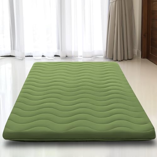 Japanese Floor Mattress, 100% High Density Comfortable Foam, 4" Thicken Foldable Mattress Tatami Mat Sleeping Pad, Ideal for Comfort and Support, Kids Floor Lounger Pillow Bed Sofa, Green, Full - color: Green, size: Full( 80 x 54)