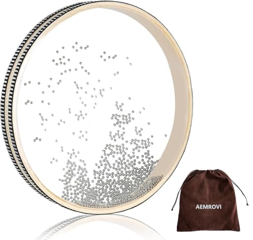 10 Inch Ocean Drum Sea Drum, With Hardwood Shell and Steel Beads- Sound Healing Instrument for Meditation, Relaxation, Yoga, Stress Relief Includes Carry Bag(10in) - size: 10in