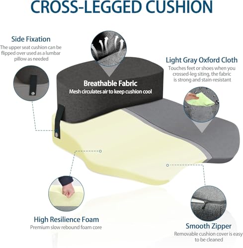 Seat Cushion for Office Chairs - Cross Legged Yoga Meditation Cushion Floor Pillows Yoga Enthusiasts Chair Cushion for Adults Long Sitting