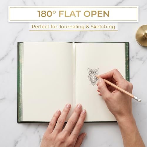 Blank Journal Notebook with Sprayed Edges - 288 Pages,100gsm Thick Paper, Unlined Vintage Journal for Men Women, A5 Hardcover Plain Sketchbook for Drawing, Writing, Dream Journal & Art Gift