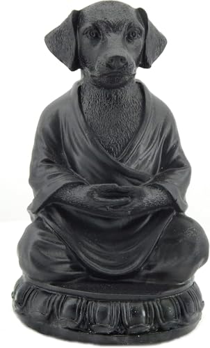 Bellaa 29608 Meditating Dog Statue Cute Zen Buddha Yoga Pose Monk Namaste Mindfulness Tranquility Peacefulness Indoor Living Room Decor Outdoor Fairy Garden Sculpture Gnome Figurine