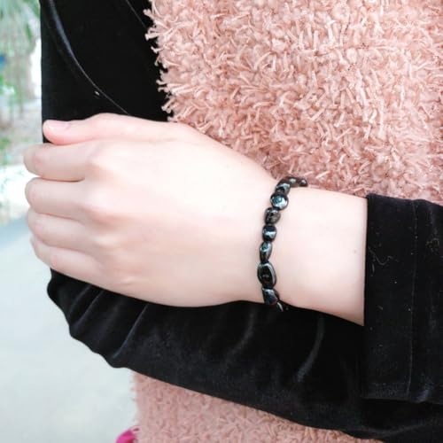 Adabele 1pc Natural Stretch Gemstone Bracelet 7mm-10mm Free Form Bead 7 Inch 7.5 Inch Healing Crystal Engergy Quartz Chakra Jewelry Women Birthday Gift - color: Black Tourmaline, size: 7.5 Inch (bead size 7-10mm)