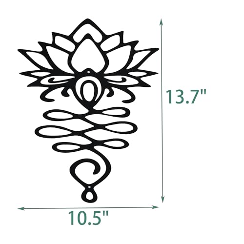 OQUQO Lotus Flower Wall Art, Black Metal Spiritual Home Decor, Meditation Room Sculpture for Living Room, Bedroom, Office (Black)