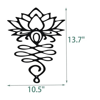 OQUQO Lotus Flower Wall Art, Black Metal Spiritual Home Decor, Meditation Room Sculpture for Living Room, Bedroom, Office (Black)