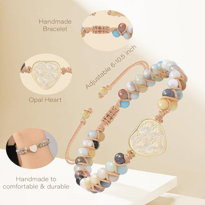 Gifts for Daughter Granddaughter, To My Mom Grandma Wife Girlfriend Sister Jasper Heart Bracelets Birthday Graduation Anniversary Christmas Stocking Stuffers Valentines Mothers Day Jewelry - style: 7.Gift To My Daughter: Amazonite Beads